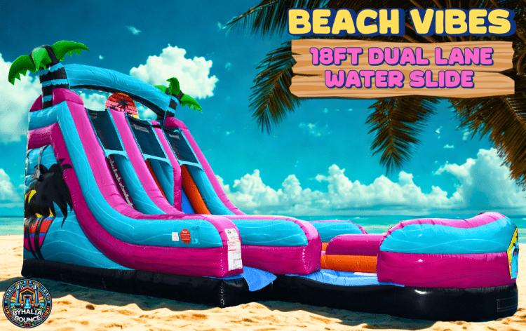 18' Beach Vibes Dual Lane Water Slide